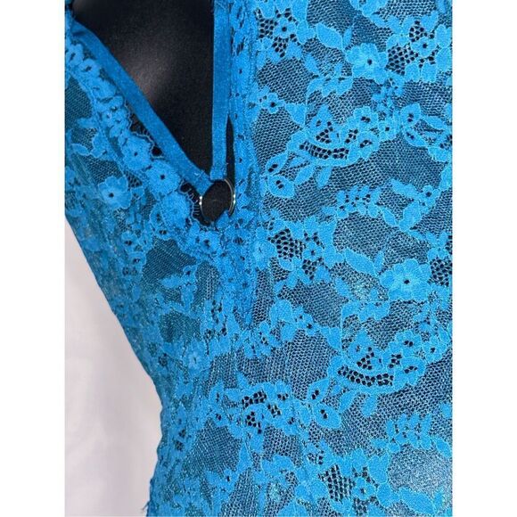 EXCELLENT CONDITION Victoria's Secret +size small TEDDY foil TEAL turquoise blu - Picture 4 of 7